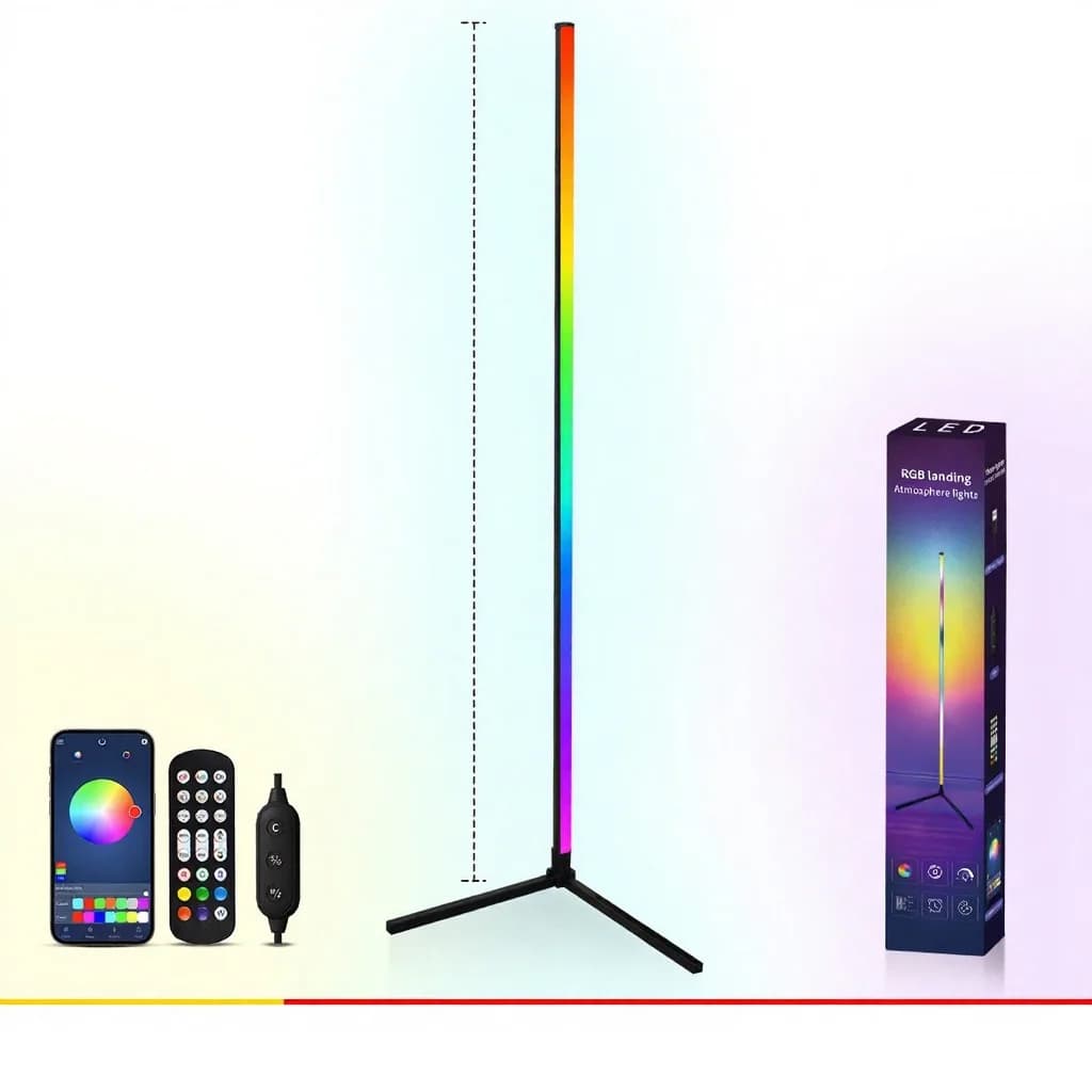 Напольный RGB-светильник с синхронизацией музыки, пультом и приложением