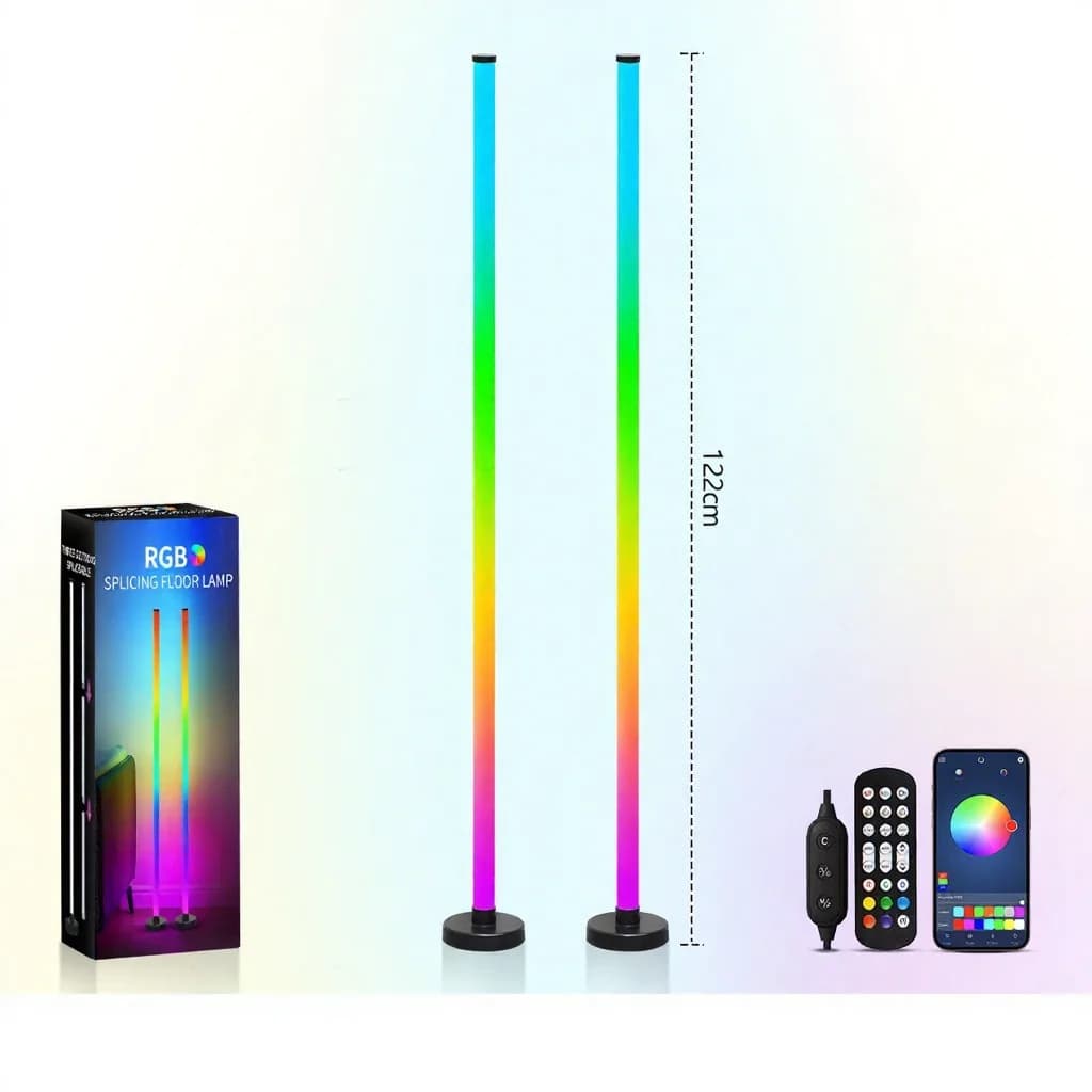 Напольная лампа RGB с синхронизацией музыки, свечением на 360°, управлением через приложение для игр