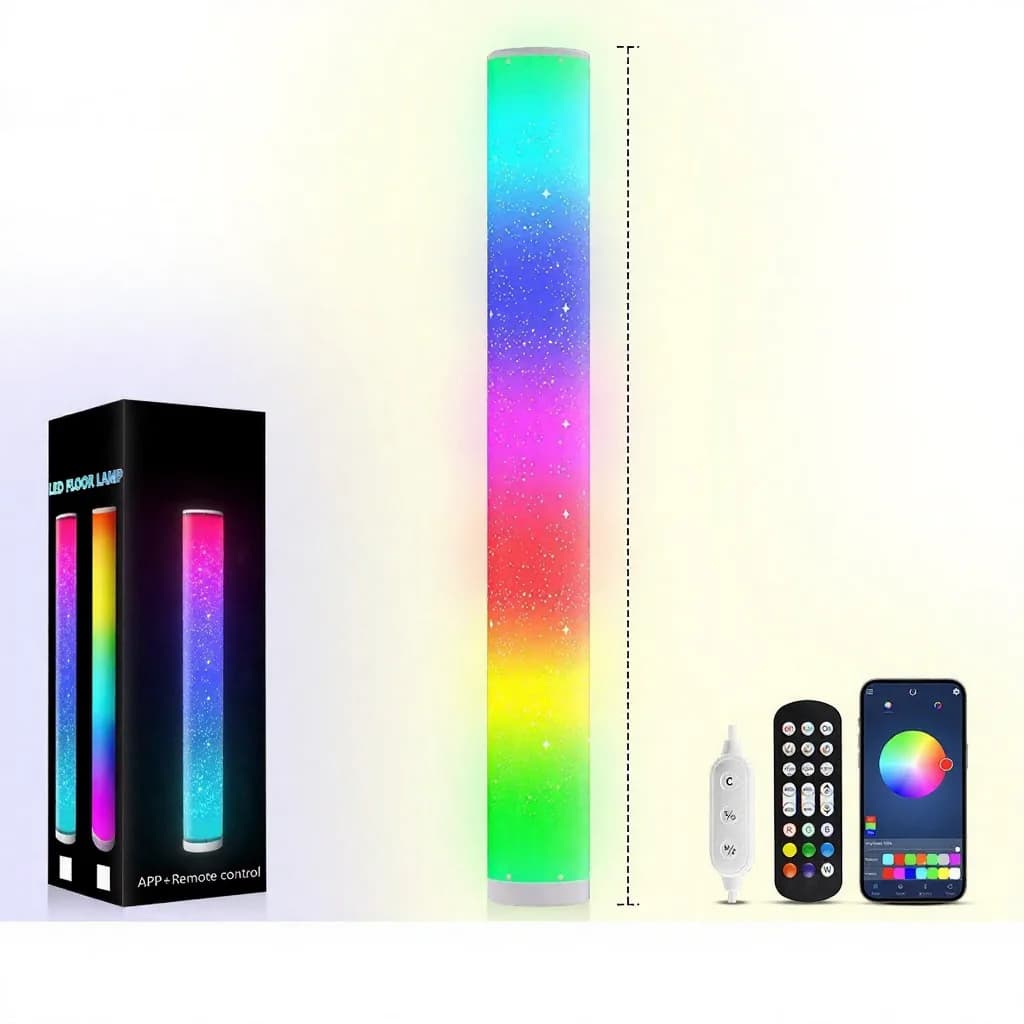 Напольный RGB-светильник со звездным узором, пультом и управлением через приложение