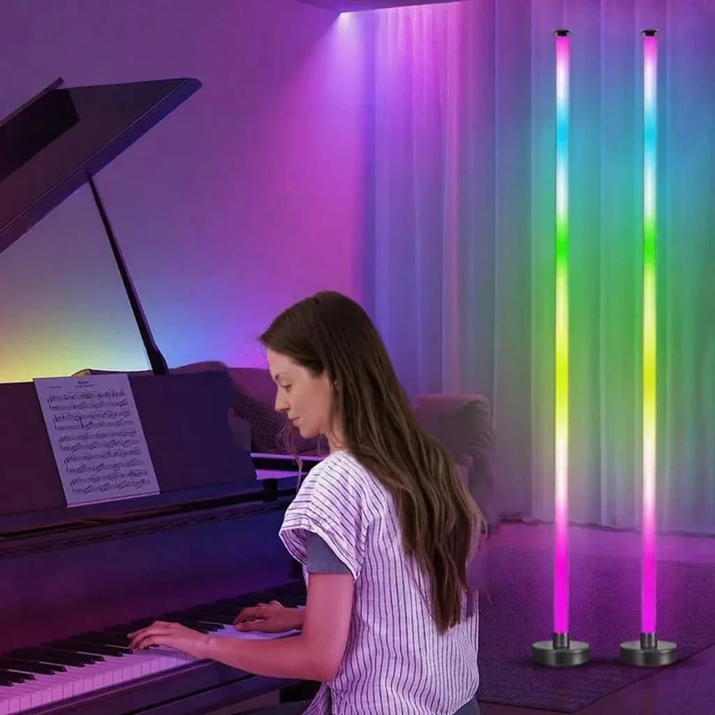 Напольная лампа RGB с синхронизацией музыки, свечением на 360°, управлением через приложение для игр