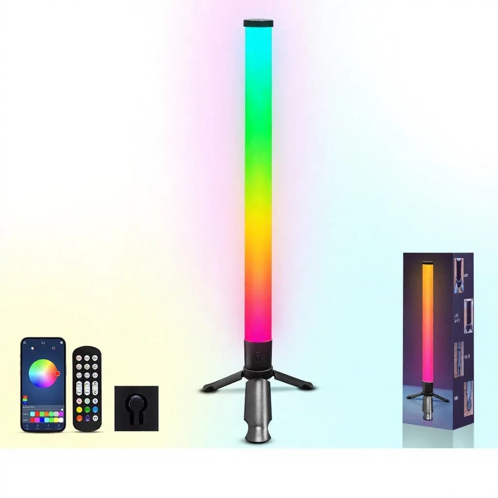 Светодиодная настольная лампа на треноге с синхронизацией музыки и RGB-эффектами