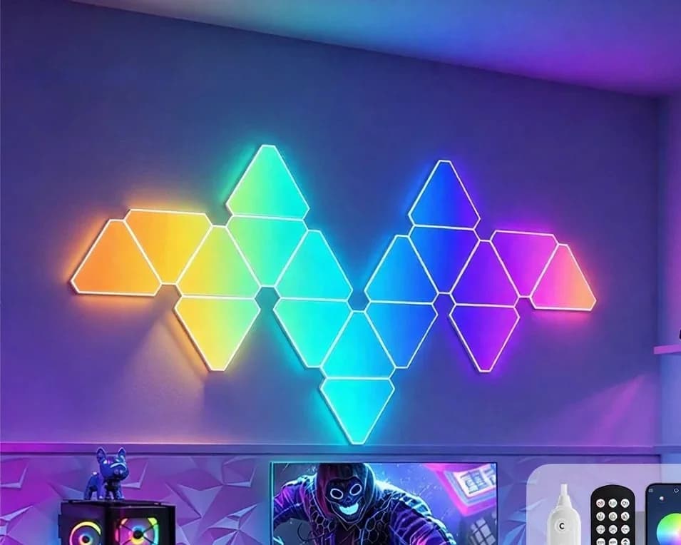 Умный набор треугольных светодиодных настенных светильников RGB для игр