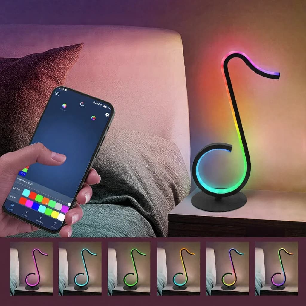 Настольная RGB-лампа в виде ноты с пультом ДУ, питание от USB
