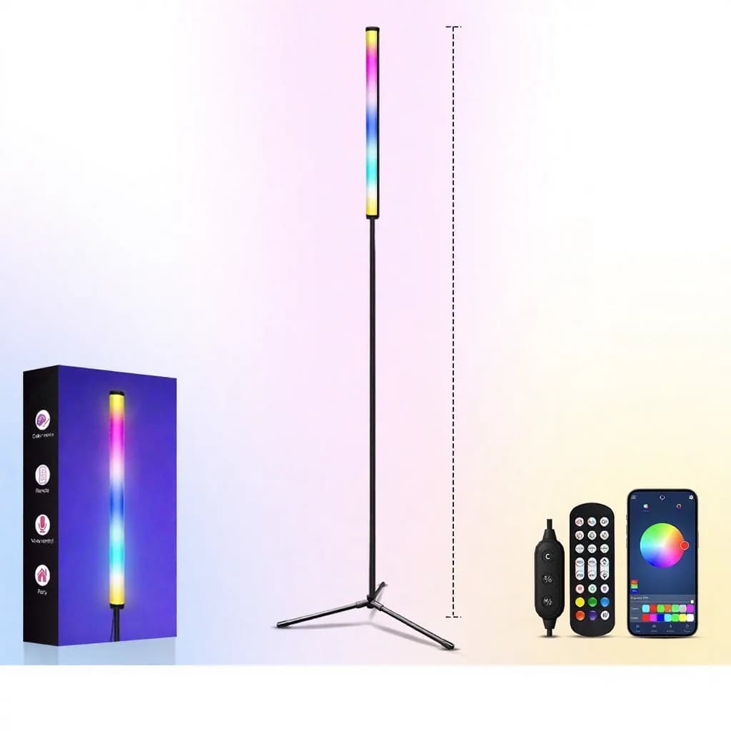 Напольная лампа RGB со сменой цвета, синхронизацией музыки и управлением через приложение