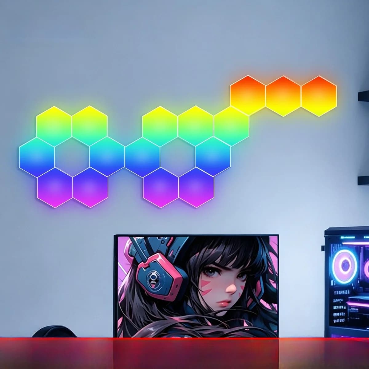 Шестигранные RGB-панели с реакцией на звук и управлением через приложение