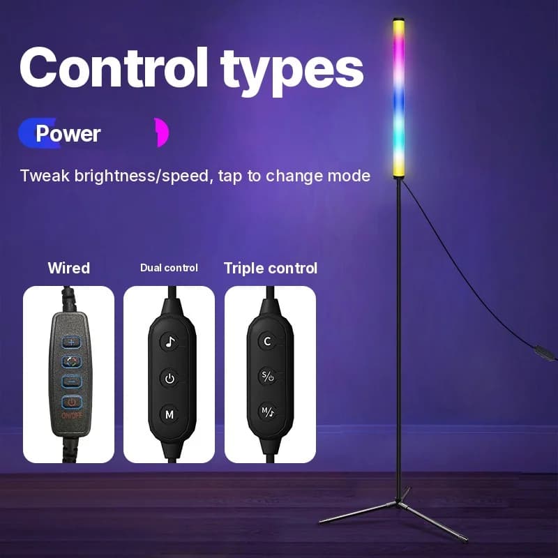 Напольная лампа RGB со сменой цвета, синхронизацией музыки и управлением через приложение