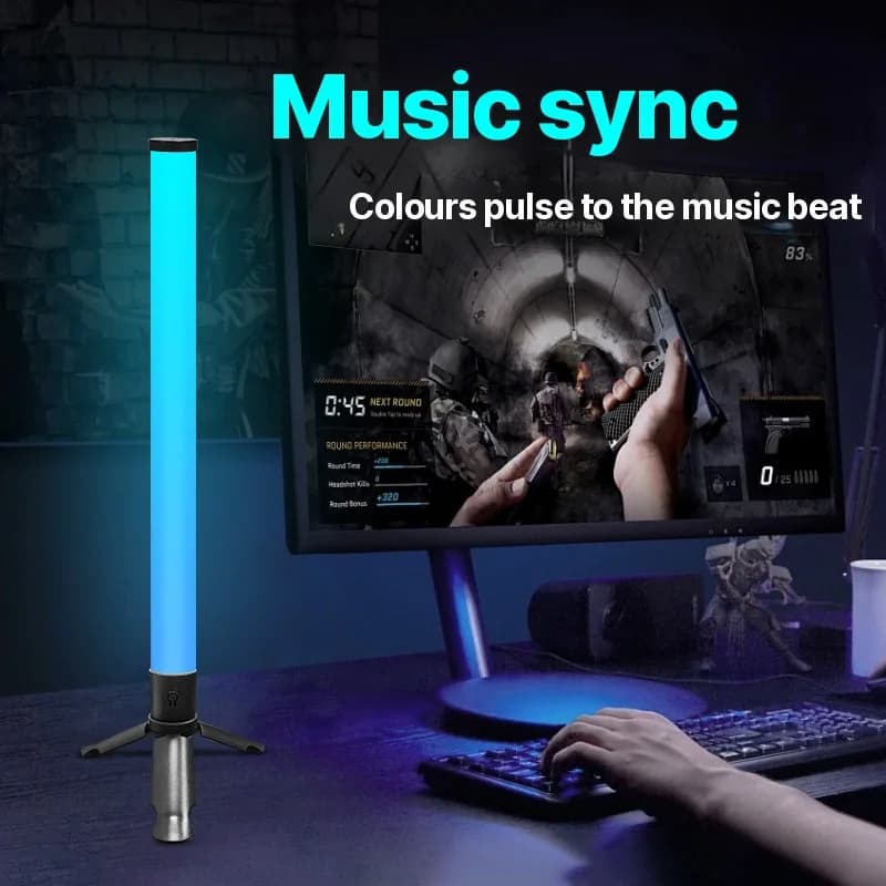 Светодиодная настольная лампа на треноге с синхронизацией музыки и RGB-эффектами