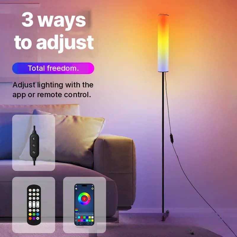 Напольная лампа-тренога RGB LED с пультом для спальни и гостиной