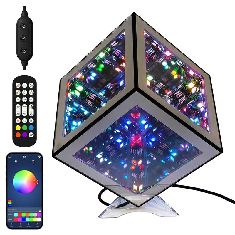 3D-лампа «Бесконечный куб» с RGB-подсветкой и реакцией на звук