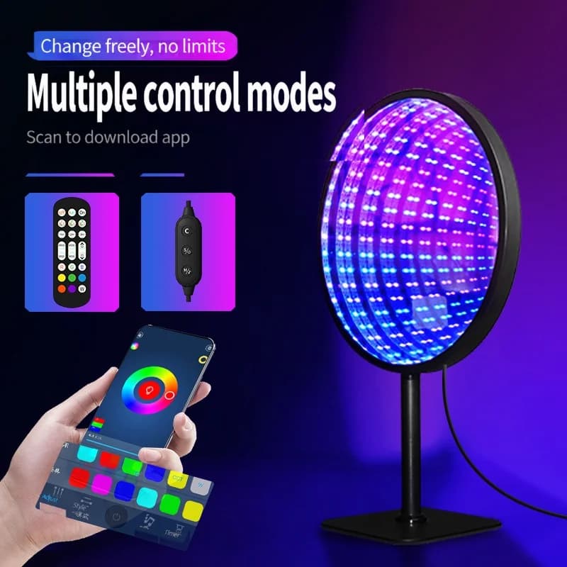 Круглое акриловое зеркало бесконечности 3D «Бездна» USB RGB-лампа